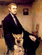 Miroslav Kraljevic Selfportrait with a dog Spain oil painting artist